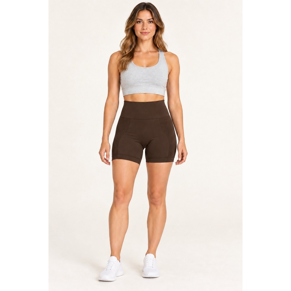 SET Active SCULPTFLEX High Waisted Seamless Bike Shorts Dark Brown Black Small